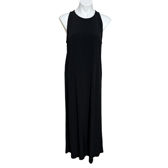 Eileen Fisher Dresses & Skirts - Eileen Fisher round neck black maxi dress slit in front size small minimalist